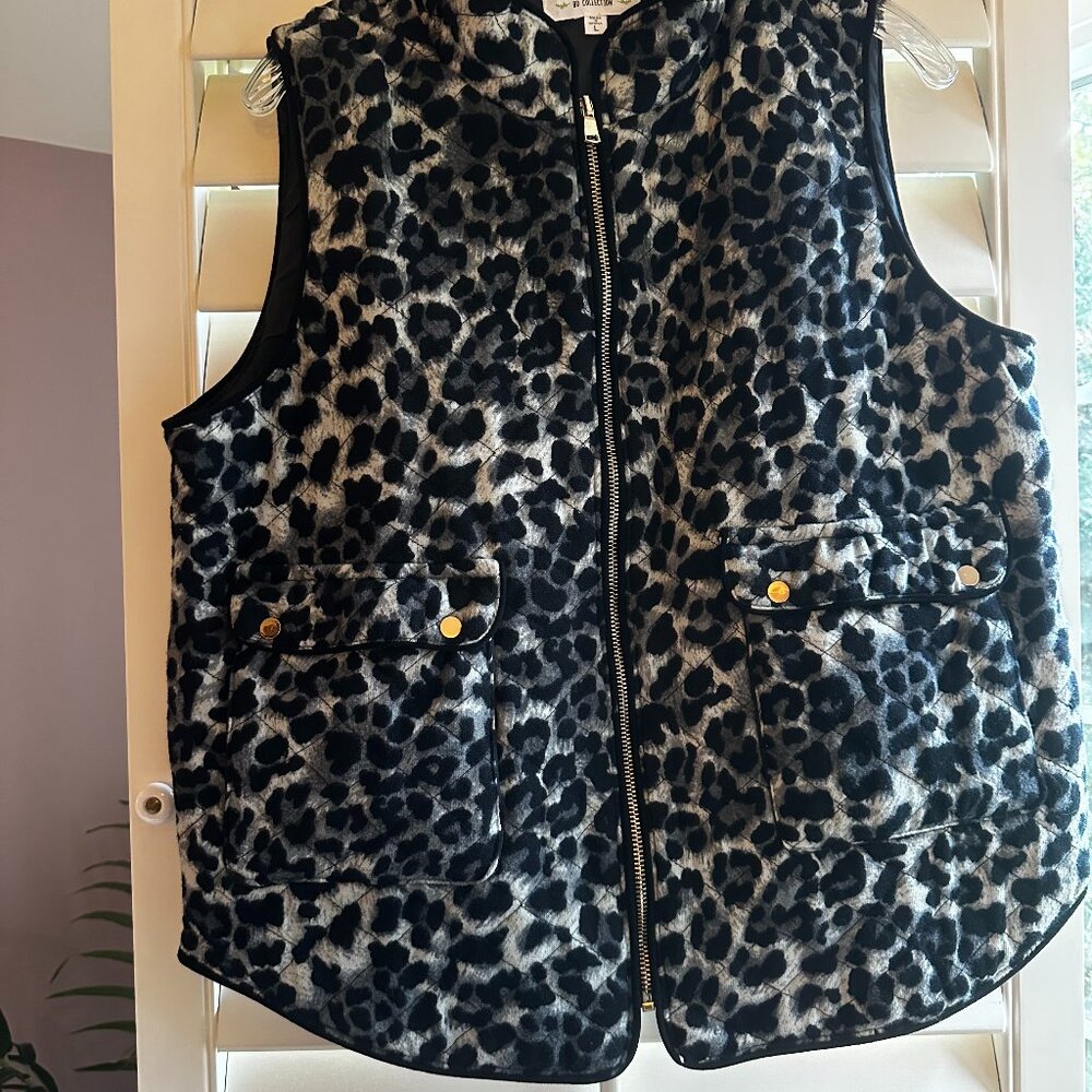 BD Collection Leopard Print Quilted Vest Women's L